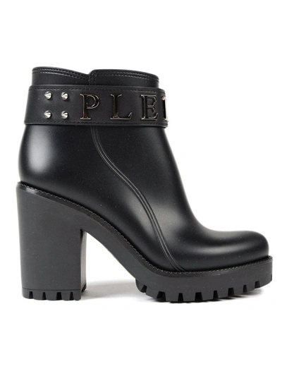 Shop Philipp Plein Gummy Boots Calla In Black-nickel
