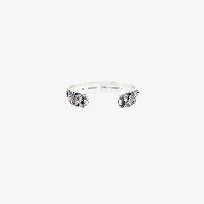 Shop Gucci Tiger Head Zirconium Bracelet In Metallic