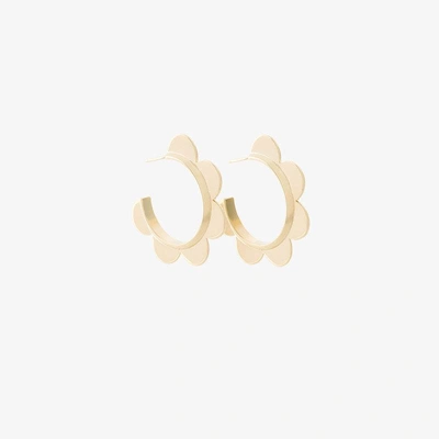 Shop Simone Rocha Scalloped Floral Hoop Earrings In Metallic