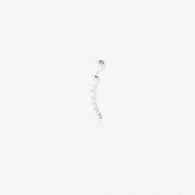 Shop Anissa Kermiche 14k Yellow Gold Corne De Gazelle Pearl Single Drop Earring In White