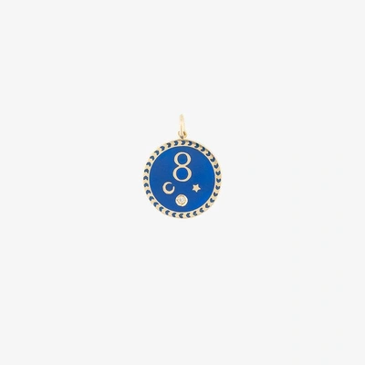 Shop Foundrae 18k Yellow Gold Blue Karma Petite Diamond Medallion Charm In Metallic