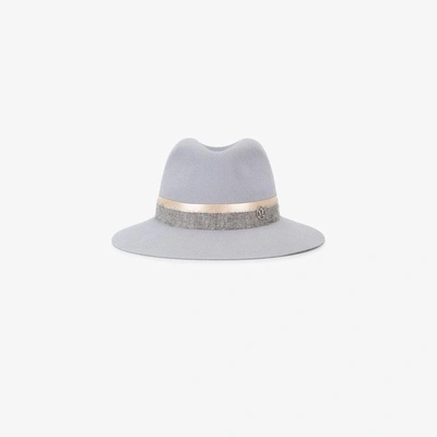 Shop Maison Michel Grey Henrietta Fedora Hat