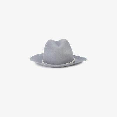 Shop Yosuzi Ania Pom Pom Fedora Hat In Grey