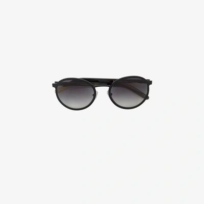 Shop Blyszak Black Round Tortoiseshell Temple Sunglasses