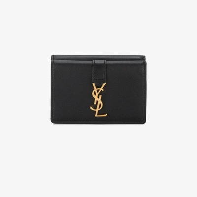 Shop Saint Laurent Ysl Petite Wallet In Black