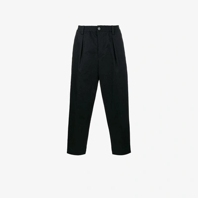 Shop Marni Cropped Relaxed Trousers In Blue