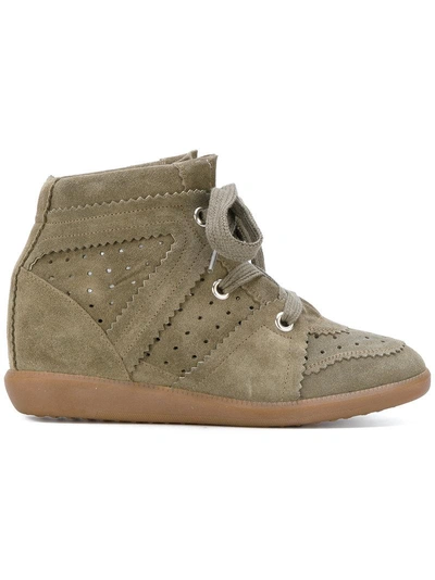 Shop Isabel Marant - Bobby Wedge Sneakers  In Green