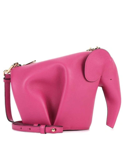 Shop Loewe Elephant Leather Shoulder Bag In Fuchsia