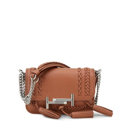 Shop Tod's Double T Crossbody Mini In Brown