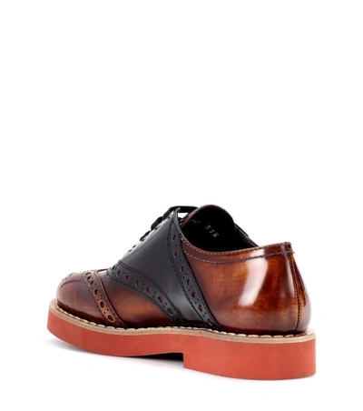 Shop Miu Miu Leather Oxford Shoes In Brown