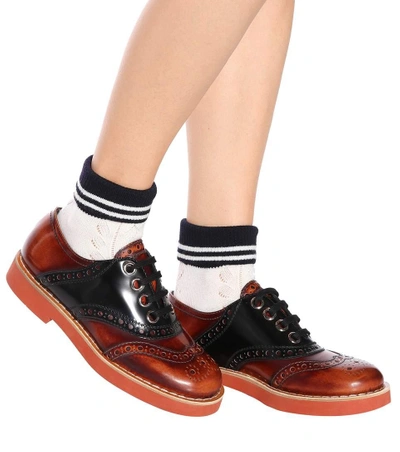 Shop Miu Miu Leather Oxford Shoes In Brown