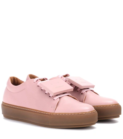 Shop Acne Studios Exclusive To Mytheresa.com - Adriana Turnup Leather Sneakers In Pink