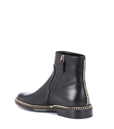 Shop Lanvin Chain Leather Ankle Boots In Llack