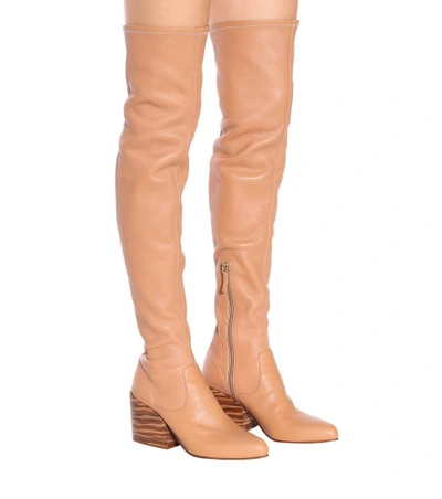 Shop Gabriela Hearst Matilda Leather Over-the-knee Boots In Beige