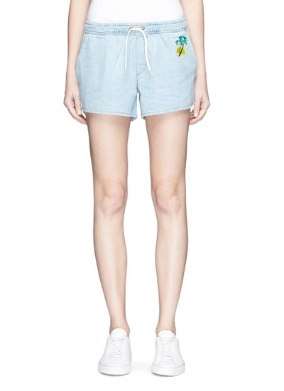 Shop Etre Cecile Palm Tree Embroidered Cotton Shorts