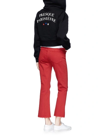 Shop Etre Cecile 'presque Parisienne' French Bulldog Patch Cropped Zip Hoodie