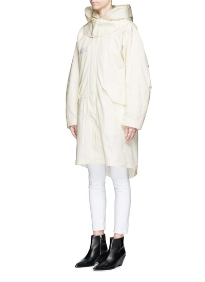 Shop Helmut Lang Detachable Hair Jacket Poplin Hooded Parka