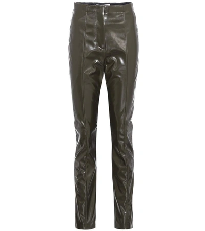 Shop Acne Studios Tugi Vinyl High-waisted Trousers In Green