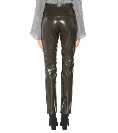 Shop Acne Studios Tugi Vinyl High-waisted Trousers In Green