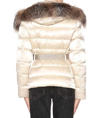 Shop Moncler Tatie Fur-trimmed Down Jacket In Neutrals