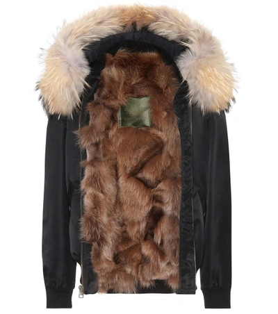 Shop Mr & Mrs Italy Fur-trimmed Bomber Jacket In Black