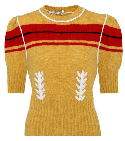 Shop Miu Miu Striped Virgin Wool Sweater