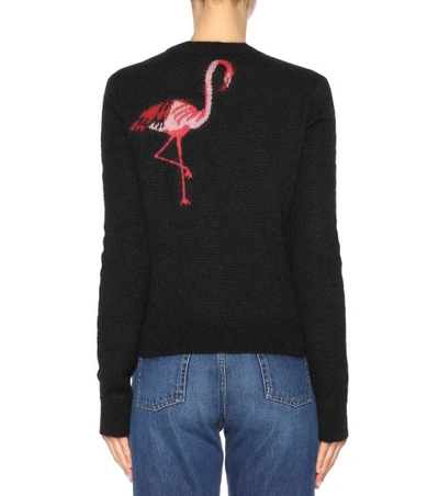 Shop Saint Laurent Flamingo Mohair-blend Sweater In Black