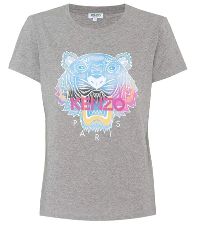 Shop Kenzo Printed Cotton T-shirt In Dove Grey