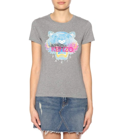 Shop Kenzo Printed Cotton T-shirt In Dove Grey