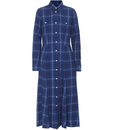 Shop Polo Ralph Lauren Plaid Cotton Shirt Dress In Iedigo Llu