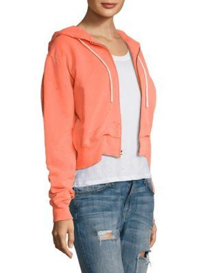 Shop Cotton Citizen Milan Cropped Full-zip Hoodie In Teal Dust