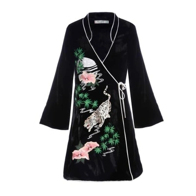 Shop Rixo London Iris Dress With Tiger Moon Embroidery