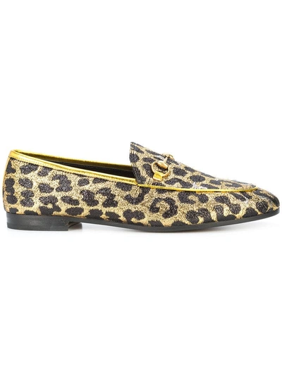 Shop Gucci Jordaan Leopard Loafers