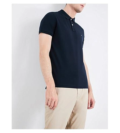 Shop Tommy Hilfiger Luxury Slim-fit Cotton-piqué Polo Shirt In Estate Blue