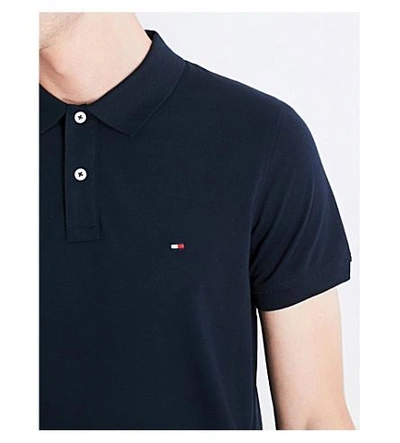 Shop Tommy Hilfiger Luxury Slim-fit Cotton-piqué Polo Shirt In Estate Blue