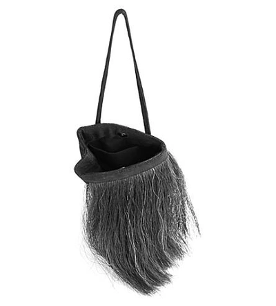Shop Helmut Lang Re-edition Horse Hair And Suede Mini Bag In Black