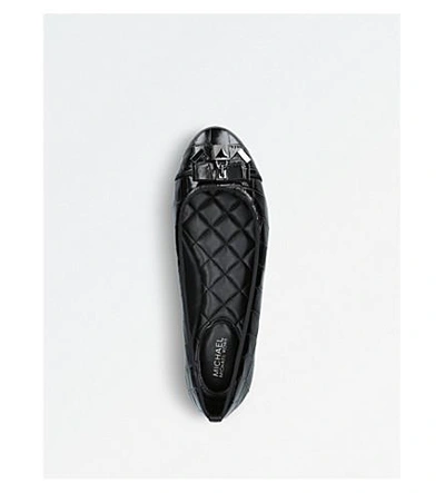 Shop Michael Michael Kors Alice Croc-embossed Ballet Shoes In Black