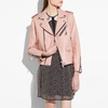 Coach Leather Moto Jacket In Powder Pink