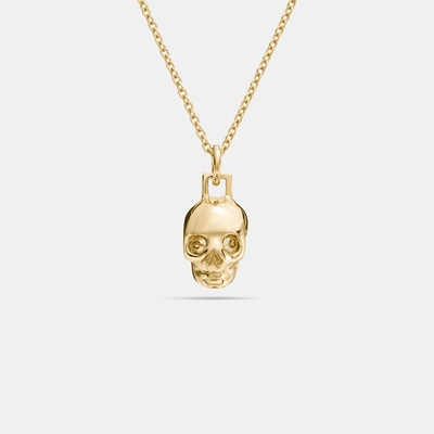 Shop Coach Mini Demi-fine Skull Necklace In Gold