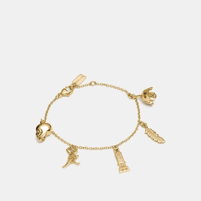 Shop Coach Mini Demi-fine Charm Mix Bracelet - Women's In Gold