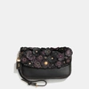 Coach Small Clutch In Glovetanned Leather With Tea Rose In Black/brass