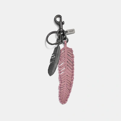 Coach Multi Feather Bag Charm In Dusty Rose/black | ModeSens