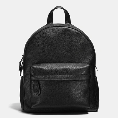 Coach Campus Backpack In Polished Pebble Leather In Black/matte Black