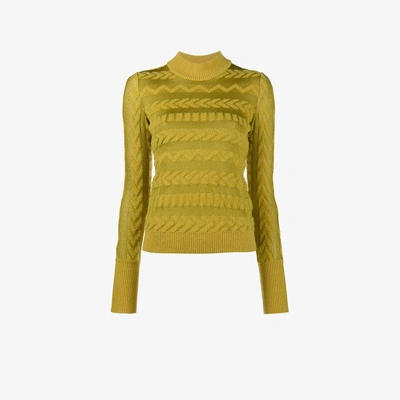 Shop Missoni Chevron High Neck Jumper In Yellow/orange