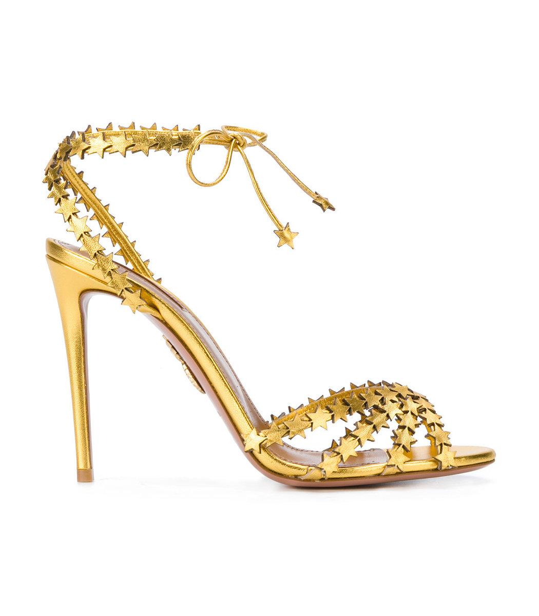 Aquazzura Gold Starlight 105 Sandals | ModeSens