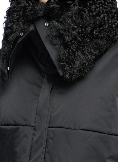 Shop Adeam Lambskin Shearling Collar Puffer Jacket