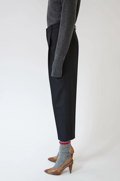 Shop Acne Studios Cropped Flannel Trousers Black