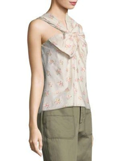 Shop Rebecca Taylor Floral Jacquard One-shoulder Top In Cream