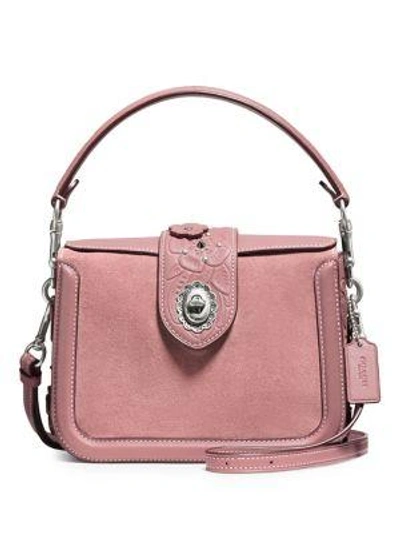 Shop Coach Page Leather And Suede Crossbody Bag In Dusty Rose