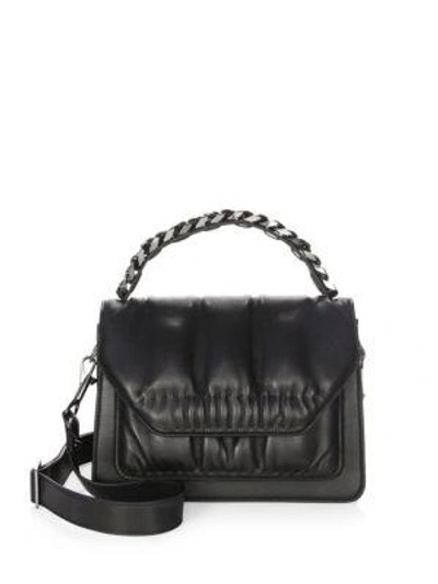 Shop Elena Ghisellini Eclipse Media Leather Shoulder Bag In Black